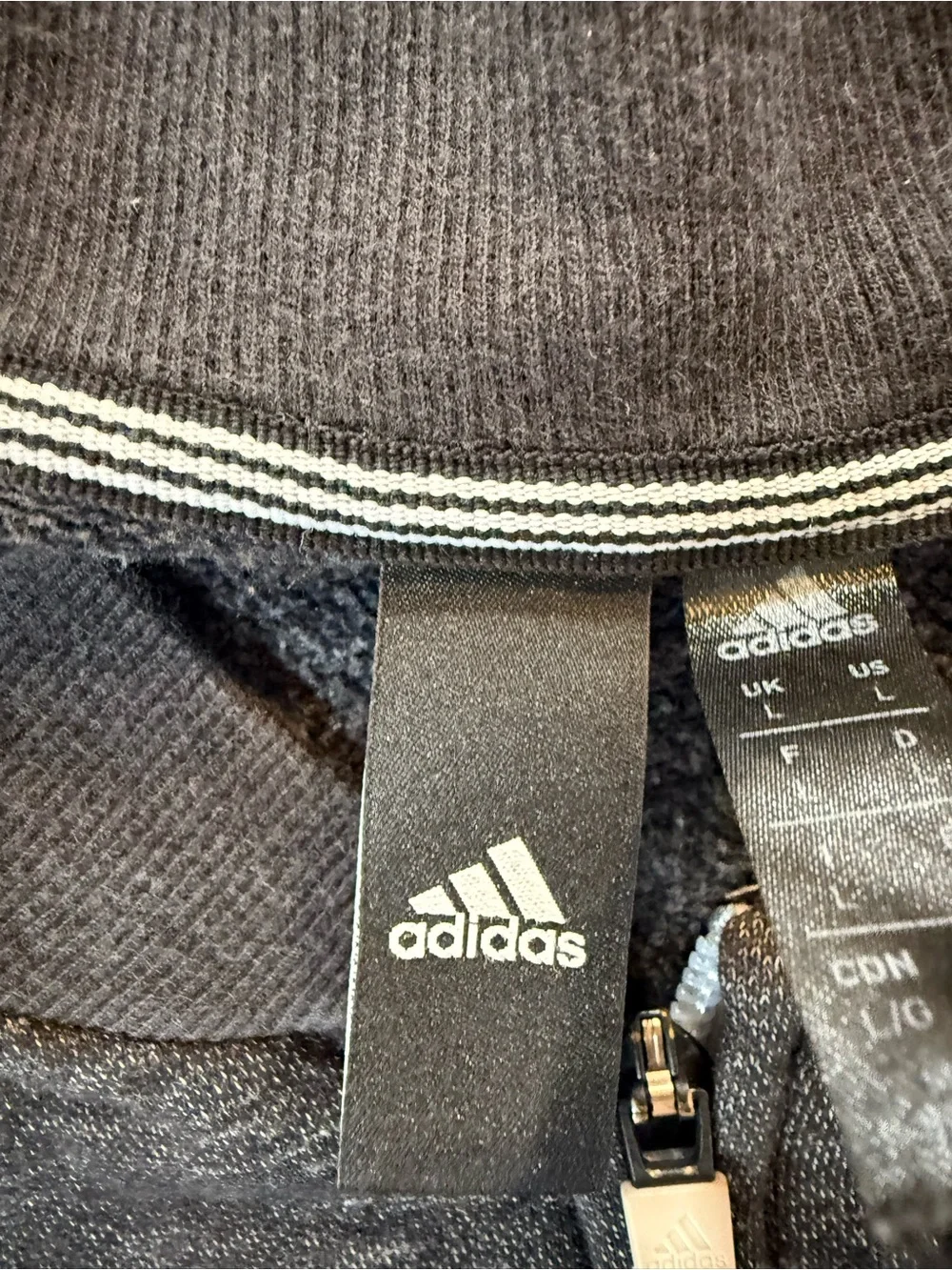adidas Men’s Charcoal Zip-Up Track Sweater